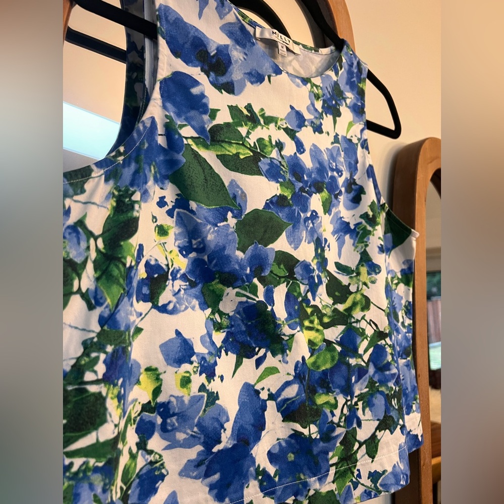 Milly Blue and Green Floral Tank Top - Picture 4 of 5